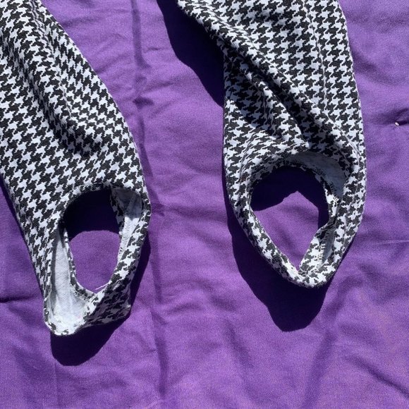 vintage black & white houndstooth stirrup leggings petite  80s early 90s - Picture 3 of 4